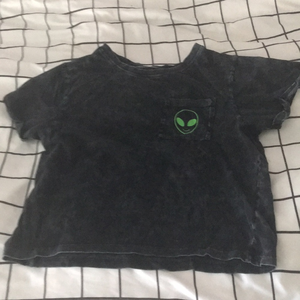 Green and black acid wash alien tee-shirt